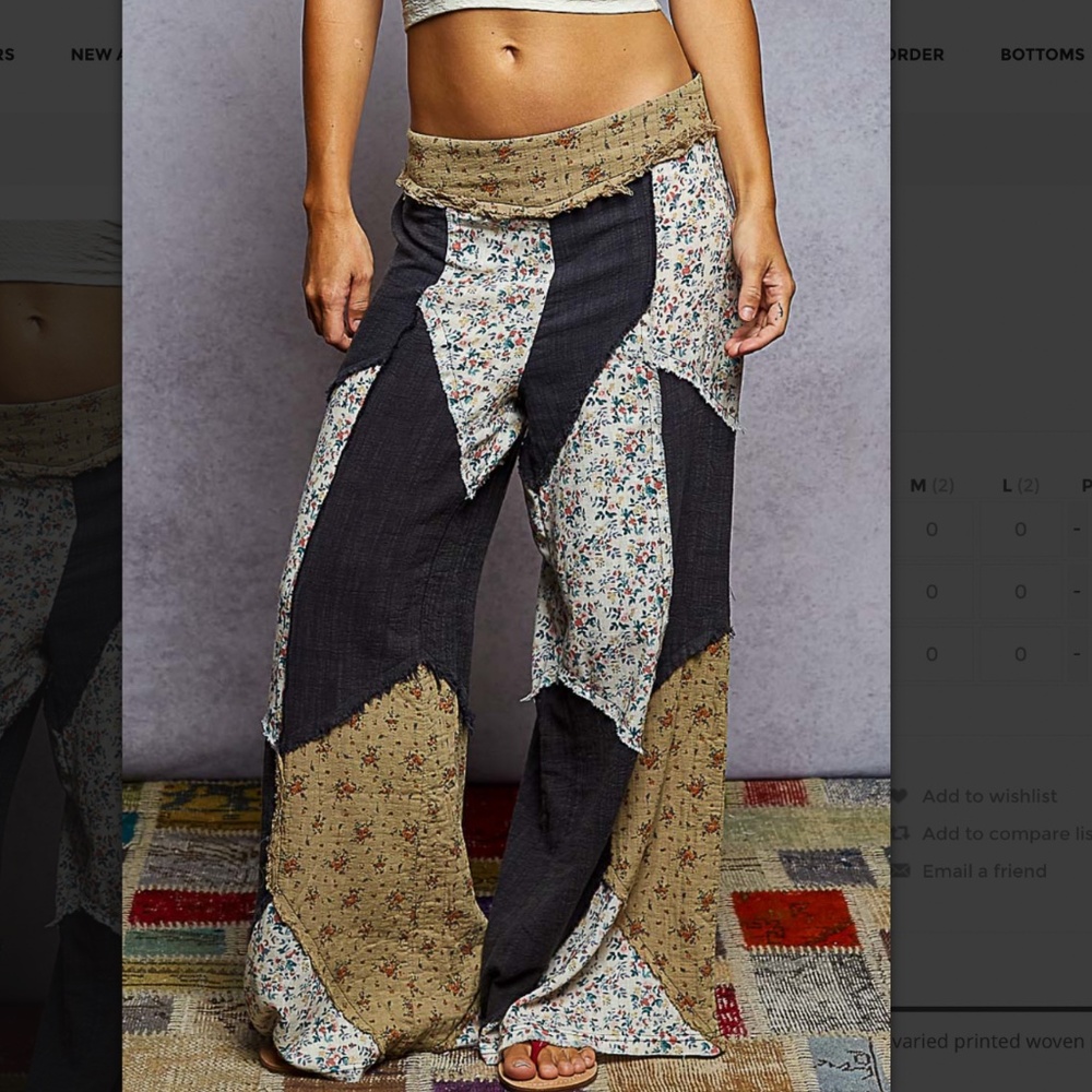 POL Patchwork Relaxed Fit Double Gauze Pants
